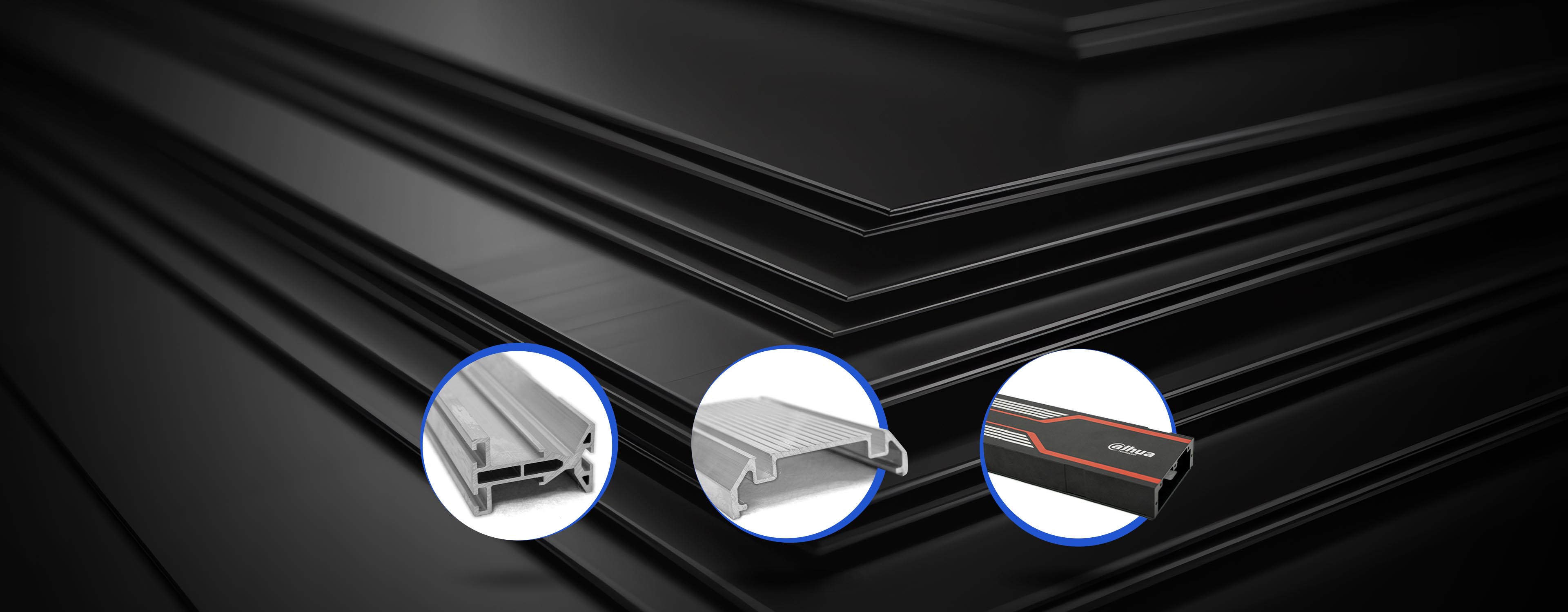 Various aluminum profiles showcased, including 20x20mm, C shape, and flat profiles, ideal for doors, windows, and wardrobes.